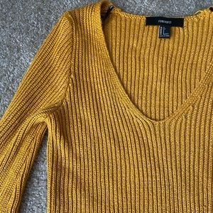 Mustard yellow crop sweater with bell sleeves